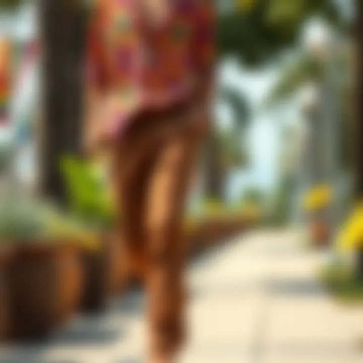 Playful Style: Casual Brown Pants with Vibrant Shirt Casual brown pants teamed with a vibrant colored shirt