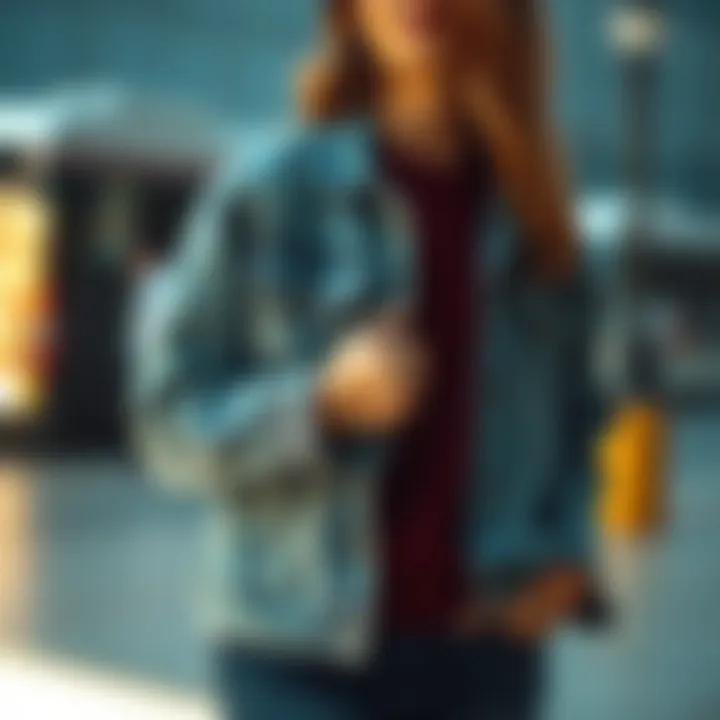 A casual denim jacket presenting a relaxed and trendy look.