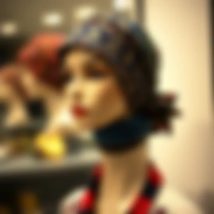 Chic scarf cap showcased on a mannequin