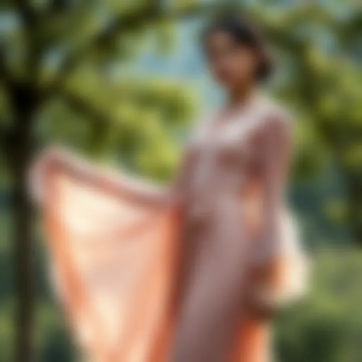 Chiffon lace dress in a natural outdoor setting