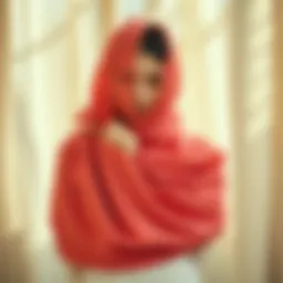 Elegant draping of a click-clasp shawl showcasing its versatility