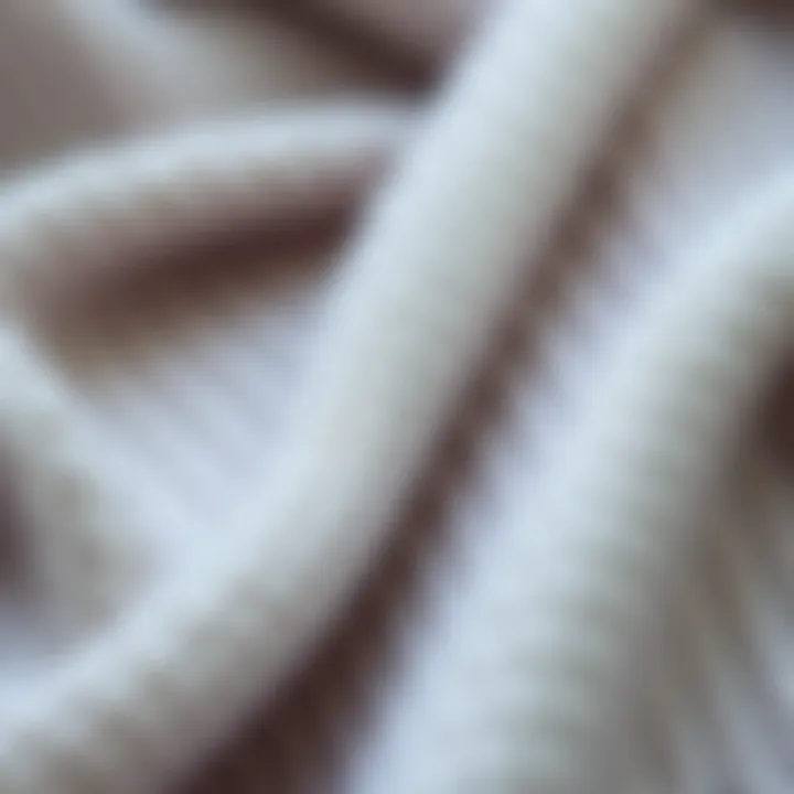 Close-up of soft knit fabric showcasing texture and quality
