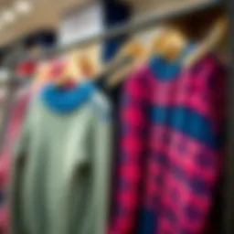 Vibrant knitted sweaters displayed in a boutique