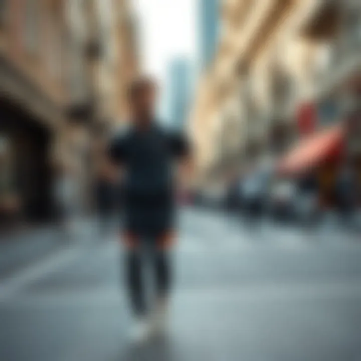Comfortable tracksuit worn in a casual city environment