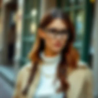 Fashionable combination of cord glasses with outfit