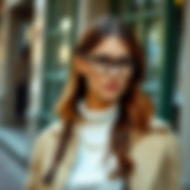 Fashionable combination of cord glasses with outfit