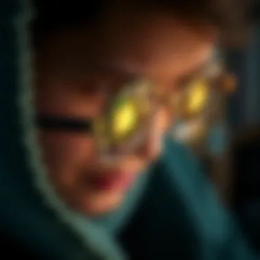 Close-up of intricate cord design on glasses