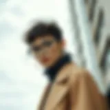 Stylish model wearing cord glasses outdoors