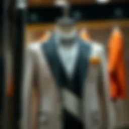 Elegant groom outfit displayed on a mannequin