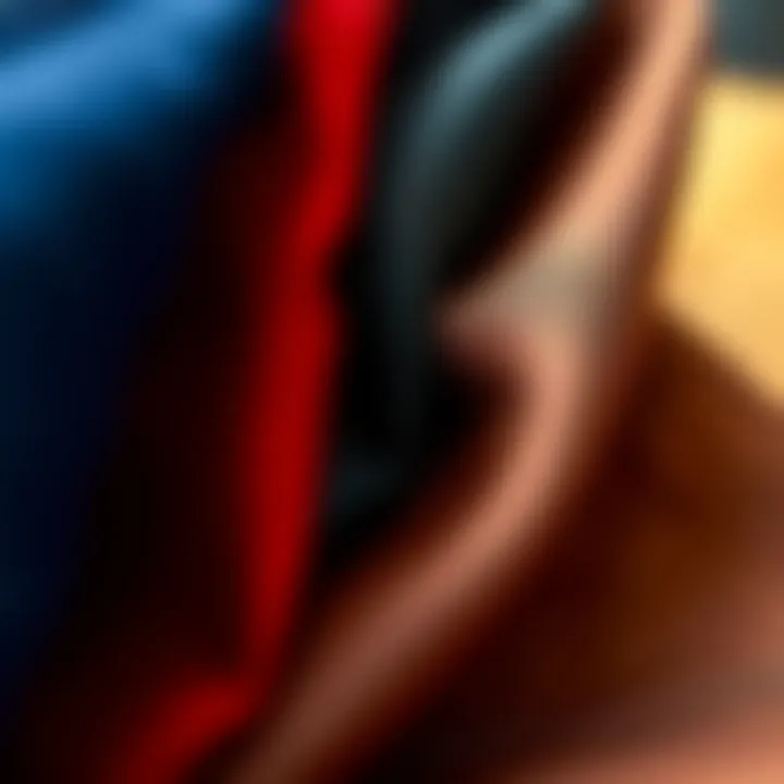 Close-up of luxurious fabric swatches for suits