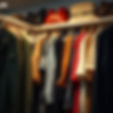 Diverse Clothing Options A stylish wardrobe display with diverse clothing options
