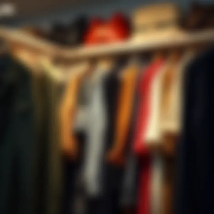 Diverse Clothing Options A stylish wardrobe display with diverse clothing options