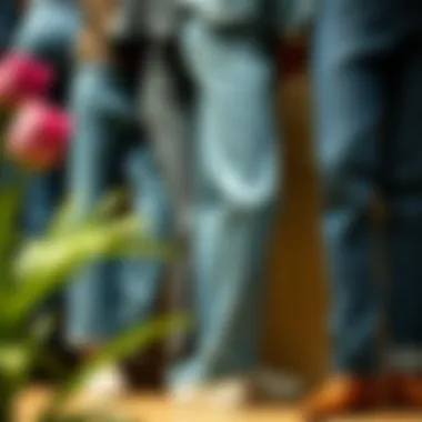 An artistic arrangement of various denim styles, showcasing versatility.