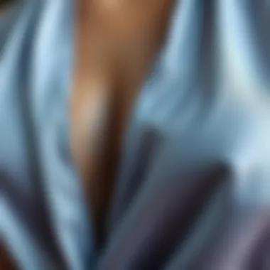 Close-up of fabric showcasing the texture of deep V-neck clothing