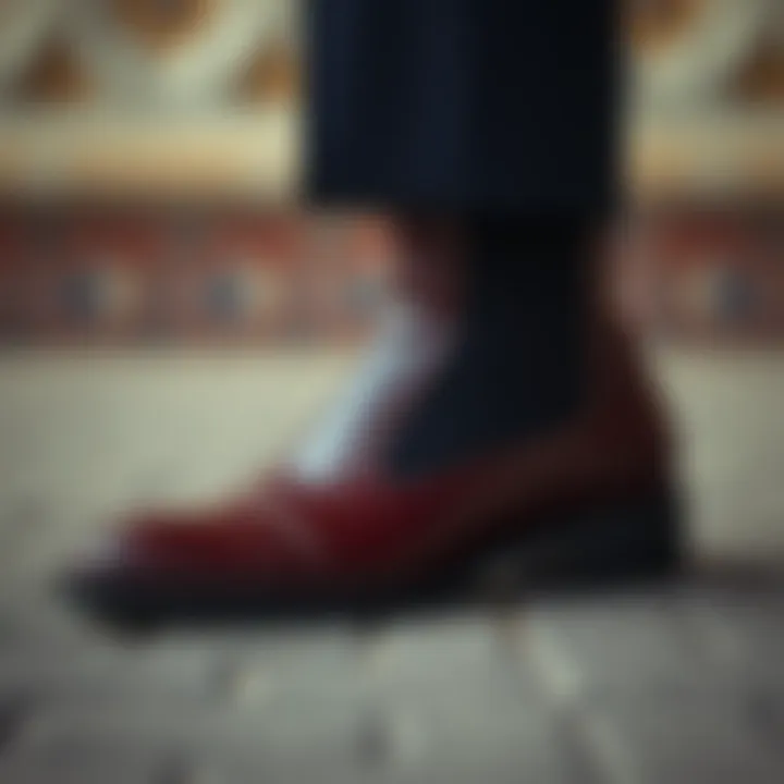 Close-up of a sleek boot paired with a formal suit