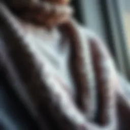 Luxurious draped knitwear showcasing intricate patterns