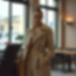 Elegant draped trench coat in a stylish setting