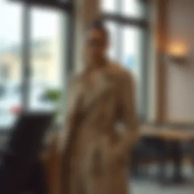 Elegant draped trench coat in a stylish setting