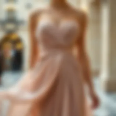 Intricate Design of Draped Chiffon Dress Elegant draped chiffon dress showcasing intricate design details