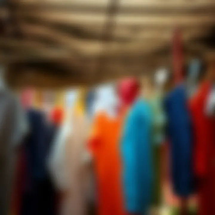 A vibrant range of polyester garments hanging to dry