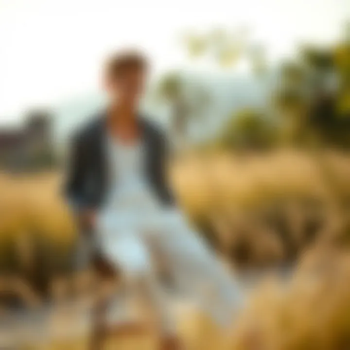 A relaxed outdoor setting highlighting the comfort of wearing linen trousers