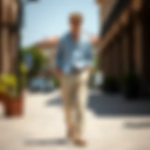 Summer Elegance in Linen Trousers Stylish linen trousers paired with a casual shirt for summer elegance