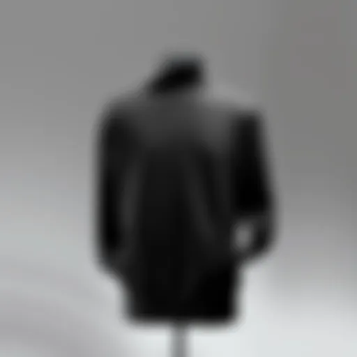 A stylish black sweatshirt displayed on a mannequin against a neutral background