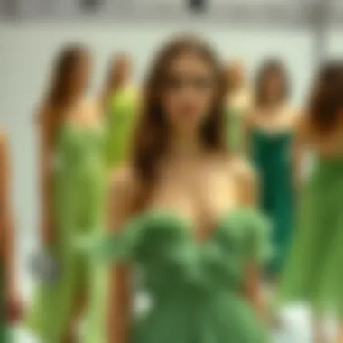 Eco-friendly brands showcasing green dresses