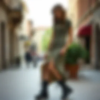 Casual look with combat boots and a casual dress