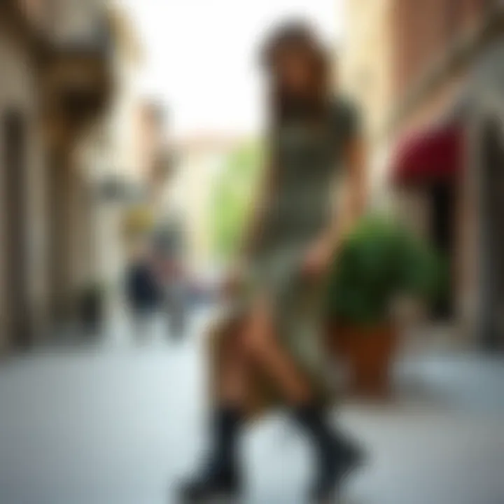 Casual look with combat boots and a casual dress