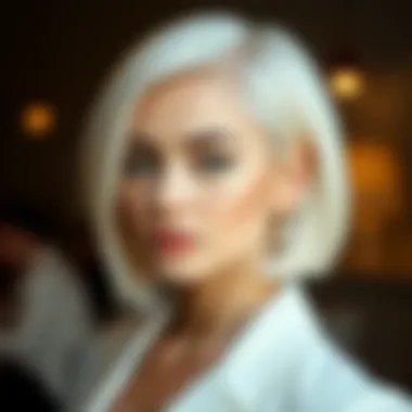 Elegant short platinum blonde lob