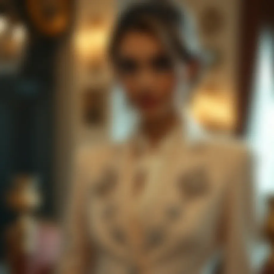 Elegant suit adorned with intricate gemstone details