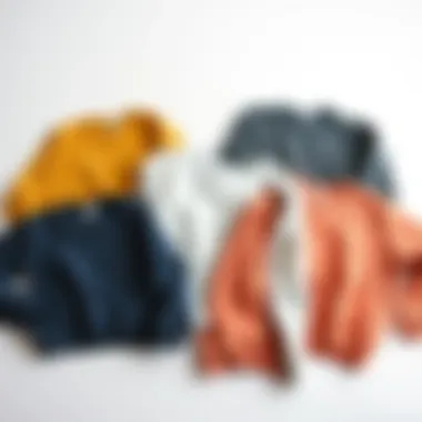 Variety of Nursing Sweatshirt Styles Different styles of nursing sweatshirts arranged aesthetically on a flat surface