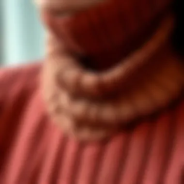 Close-up of fabric texture for turtleneck sweaters
