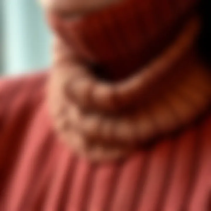 Close-up of fabric texture for turtleneck sweaters