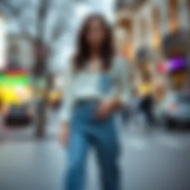 Street Style Inspiration with Loose Denim Casual street style featuring loose denim pants