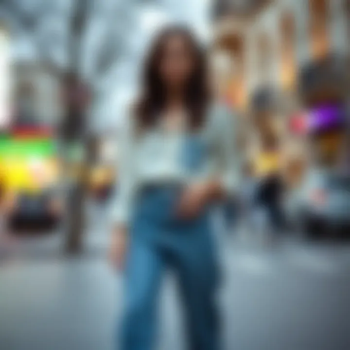 Street Style Inspiration with Loose Denim Casual street style featuring loose denim pants