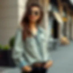 Elegant pairing of loose denim with casual attire