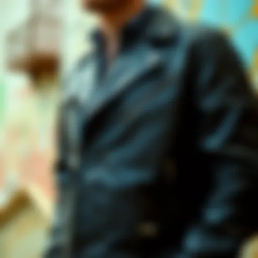 Classic Black Leather Jacket A classic black leather jacket on a vintage background