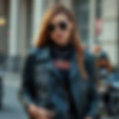 Stylish outfit featuring a leather jacket with modern accessories