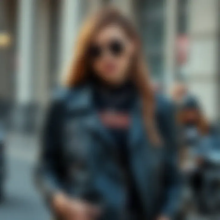 Stylish outfit featuring a leather jacket with modern accessories