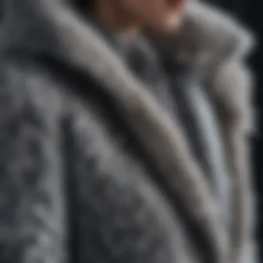 A close-up of the intricate details on a winter coat.