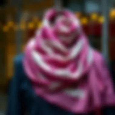 Elegant scarf draped on a mannequin showcasing modern fashion
