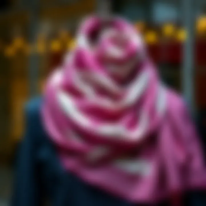 Elegant scarf draped on a mannequin showcasing modern fashion