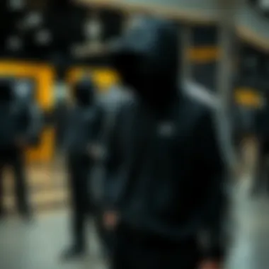 Stylish black tracksuit on display