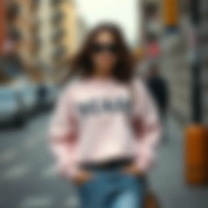 Casual street style with a cropped sweatshirt and accessories