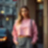 Stylish cropped sweatshirt paired with a skirt