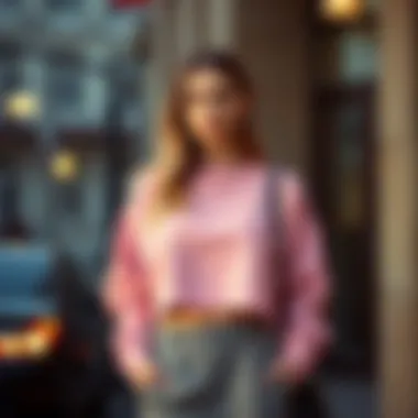 Stylish cropped sweatshirt paired with a skirt