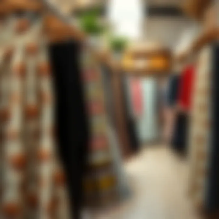 A collection of sustainable summer skirts showcased in a boutique