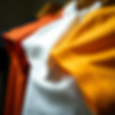 Close-up of different fabric textures used in contemporary t-shirt designs